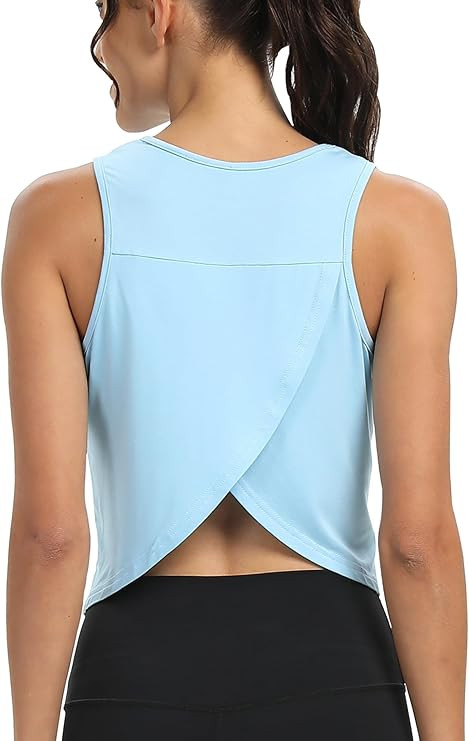 Mippo Workout Tops for Women Cropped Open Back Sleeveless Tank Tops Athletic Gym Yoga Shirts Loos... | Amazon (US)