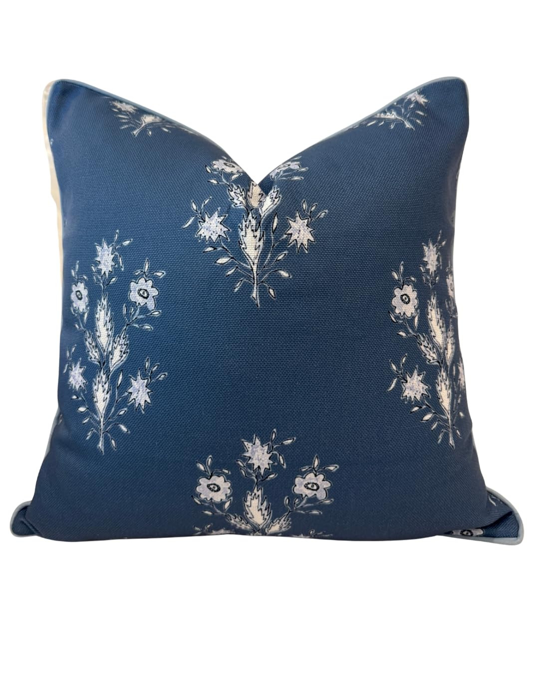 “The Norfolk” Dark Blue & White Floral Block Print Pillow Cover – Dark Blue Decorative Thro... | Amazon (US)