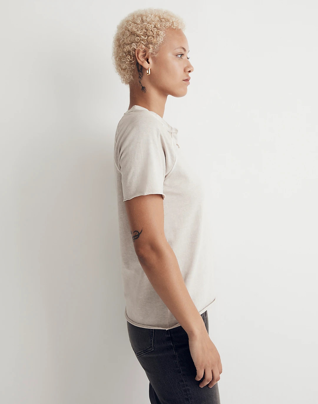 Garment-Dyed Raglan Henley Tee | Madewell
