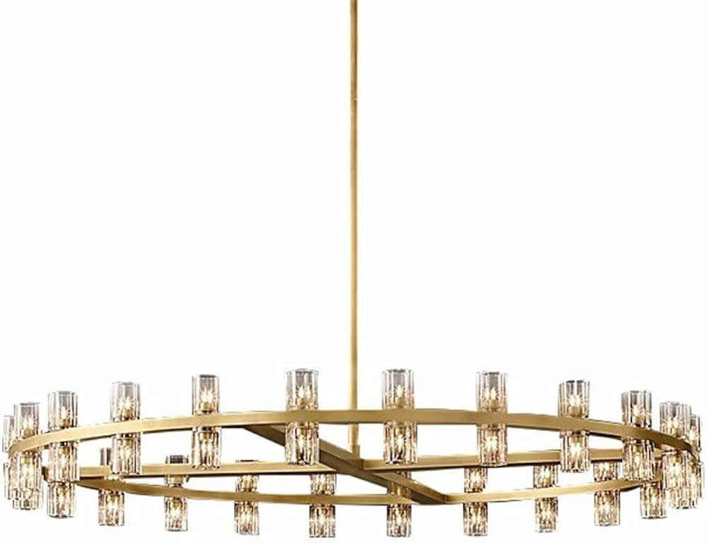 Machine Living Room G4 Led Chandelier Lustre K9 Crystal Chandelier Lighting Villa Gold Round Meta... | Amazon (US)