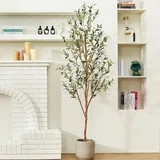 DR.Planzen 6 ft Artificial Olive Plants with Realistic Leaves and Natural Trunk, Silk Fake Olive ... | Walmart (US)