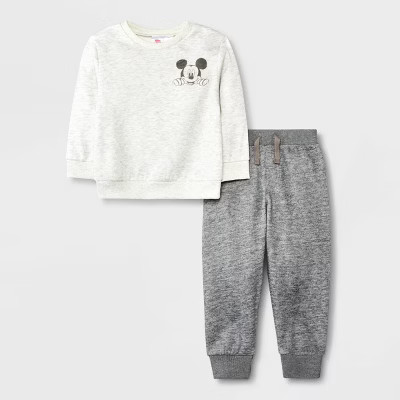 Toddler Boys' Disney Mickey Mouse Top and Bottom Set - Heather Gray | Target