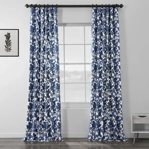 Exclusive Fabrics Fleur Cotton Printed Single Curtain Panel (1 Panel) - On Sale - Overstock - 145... | Bed Bath & Beyond