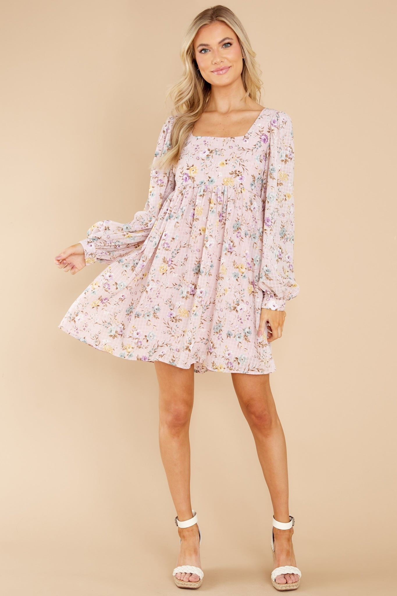 Let It Grow Blush Pink Floral Print Dress | Red Dress 