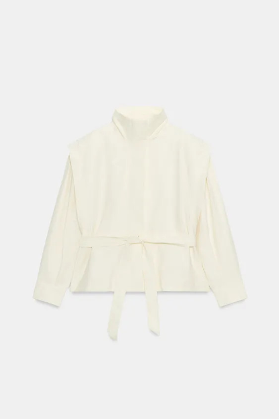 HIGH NECK BELTED JACKET | Zara UK