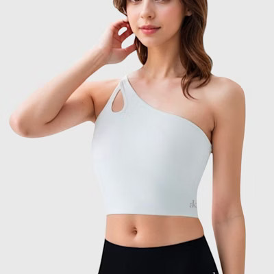 Anna-Kaci Active Women's One Shoulder Cutout Athletic Crop Top - Small, White | Target