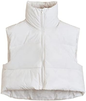 UANEO Cropped Puffer Vest Women Zip Up Stand Collar Sleeveless Padded Crop Puffy Vests | Amazon (US)