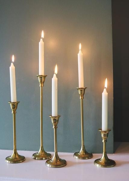 Set of 5 Aluminum Candlestick Holders in Gold - 5-13" Tall | Afloral (US)