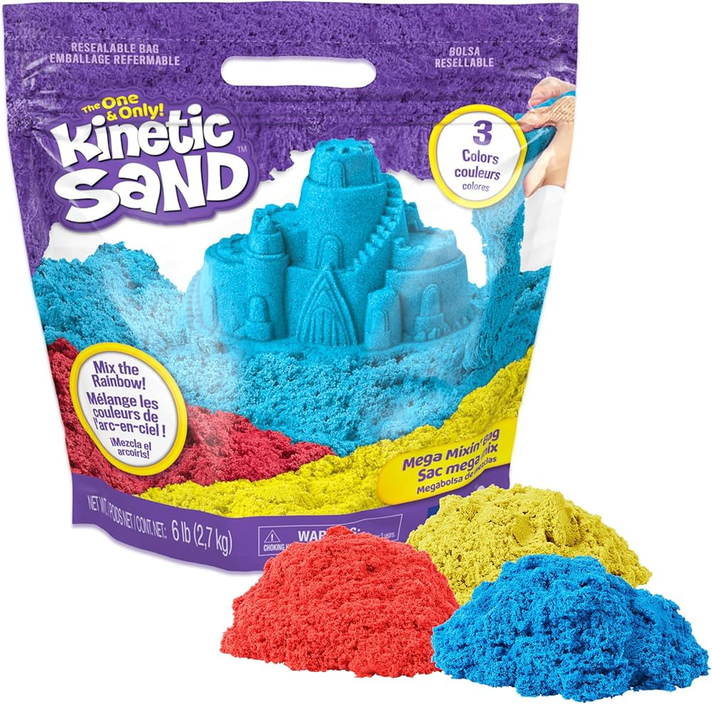Kinetic Sand, 6lbs Mega Mixin’ Bag with Red, Yellow & Blue Play Sand (Packaging May Vary), Sens... | Amazon (US)