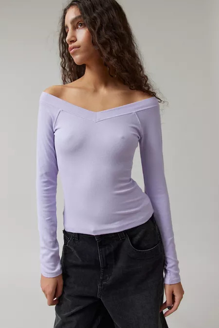 BDG Shannen Off-The-Shoulder Long Sleeve Tee | Urban Outfitters (US and RoW)