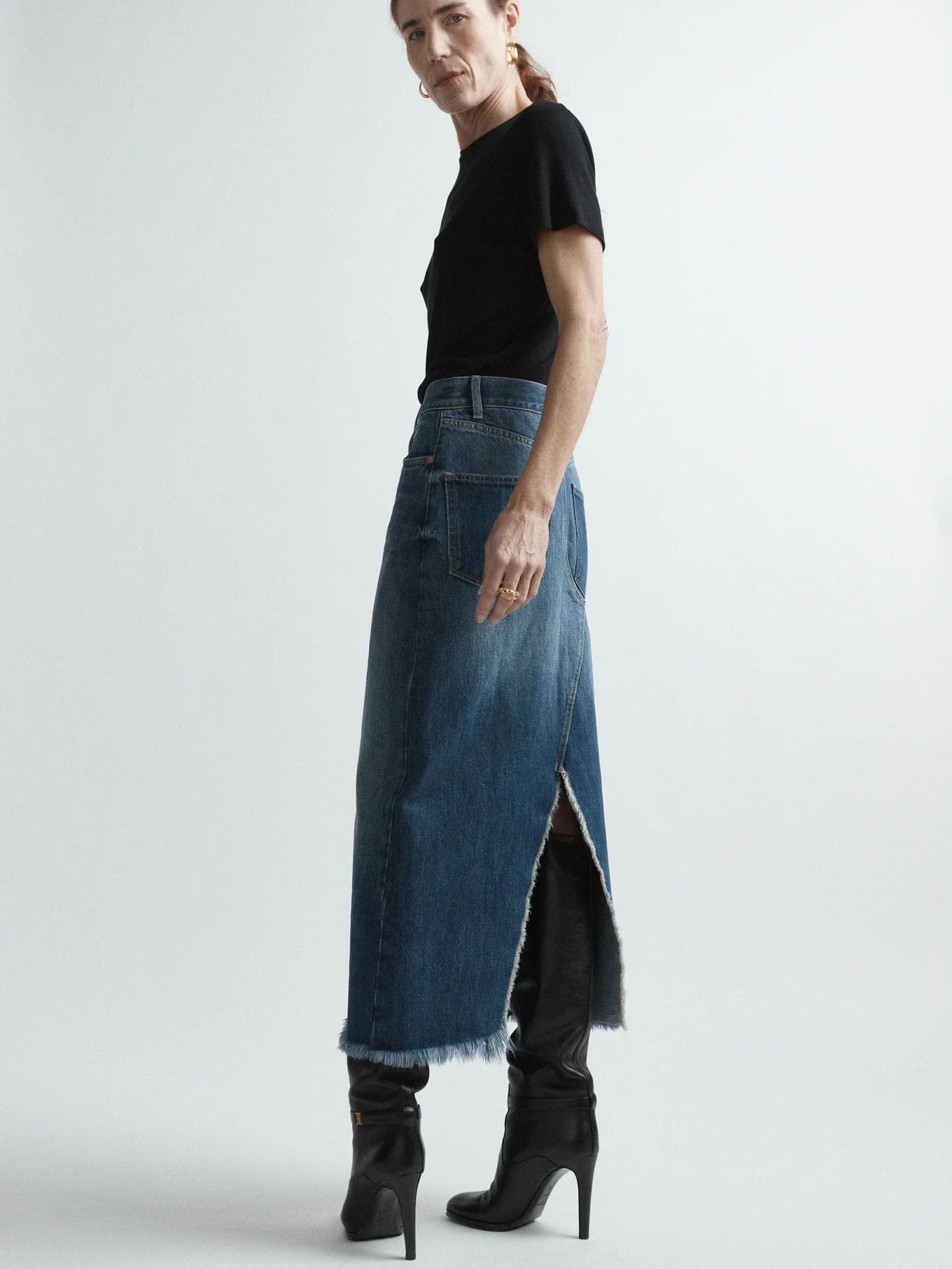 Split-back organic-cotton denim skirt | Raey | Matches (UK)