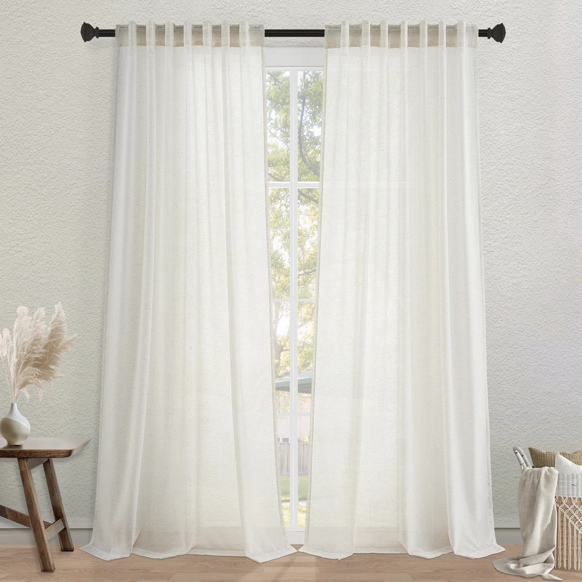 Latitude Run\u00ae Dennan Light-Filtering Curtain with Back Tab Hooks & Reviews | Wayfair | Wayfair North America