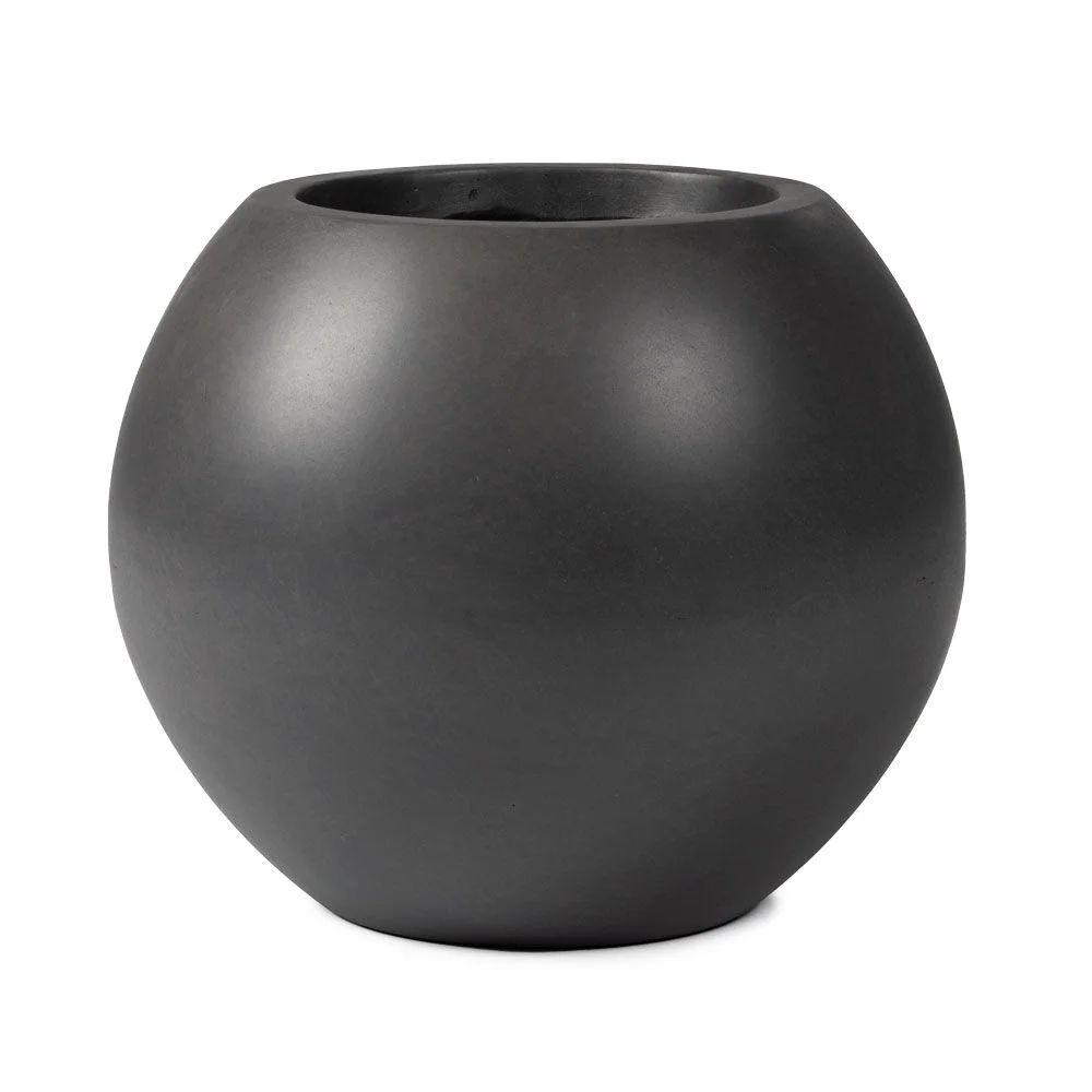 Ash & Ember Onyx 16" D Ceramic Indoor Outdoor Round Sphere Planter, Charcoal, Home Décor Evergre... | Walmart (US)