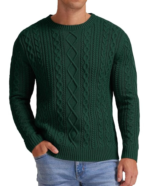 Sailwind Men's Cable Knit Sweater Casual Crewneck Long-Sleeve Fisherman Pullover | Amazon (US)