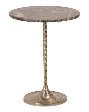 20in Marble Tabletop Metal Base Accent Table | TJ Maxx