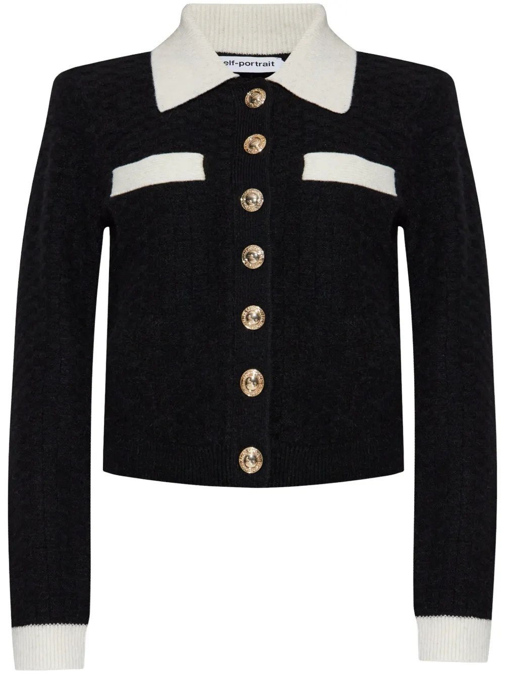 Self-Portrait wool-blend Cardigan | Black | FARFETCH UK | Farfetch Global