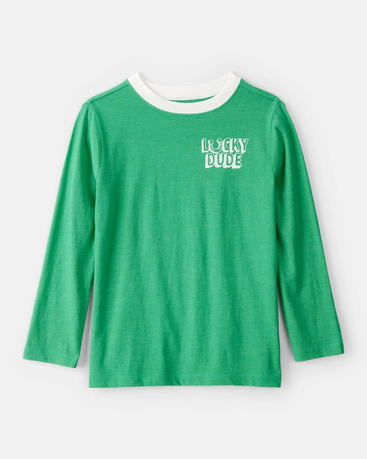 Green - Boys Lucky Dude Long-Sleeve Graphic Tee - Green, Selected | Carter's Inc