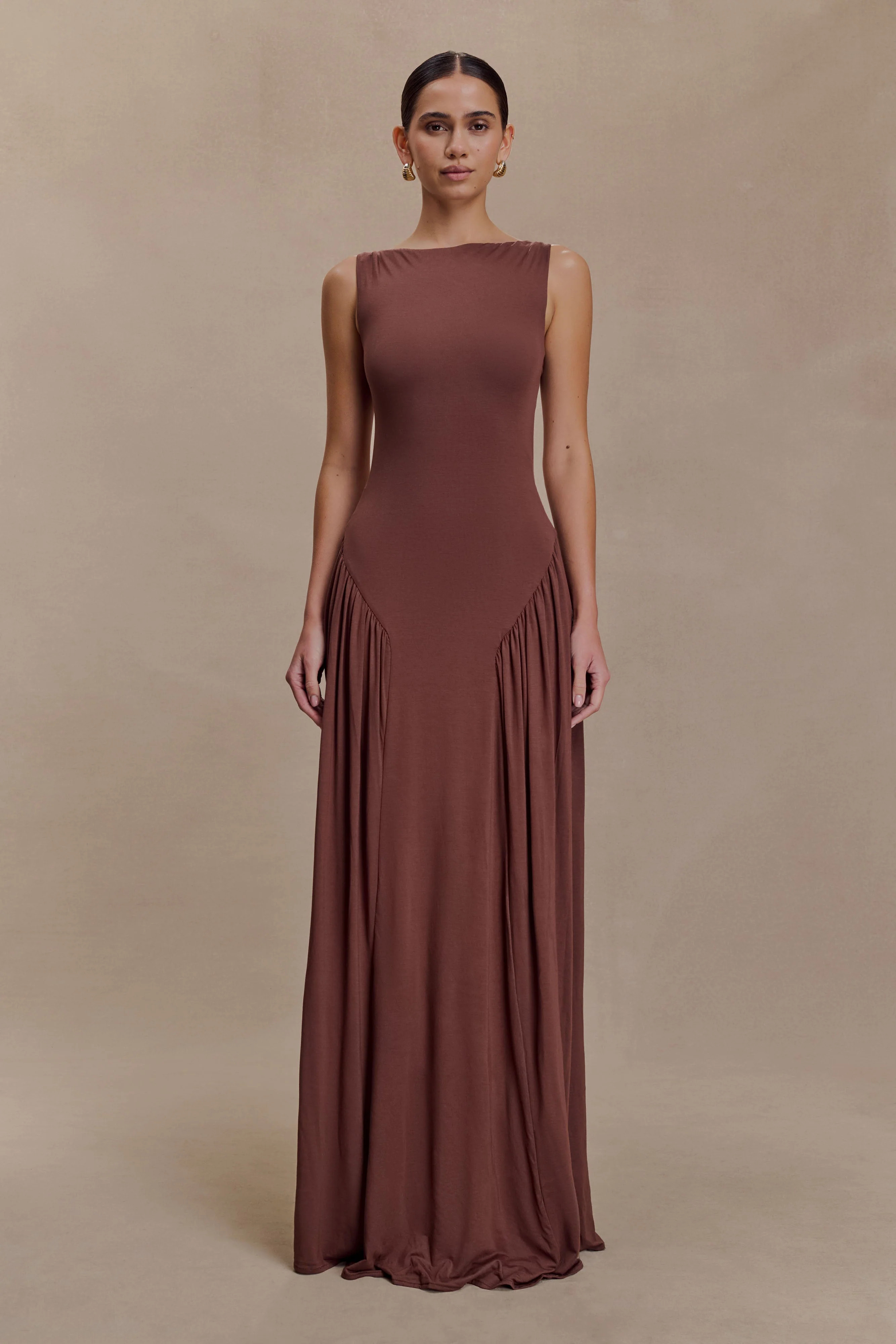 Modal Sleeveless Maxi Dress - Chocolate | MESHKI US