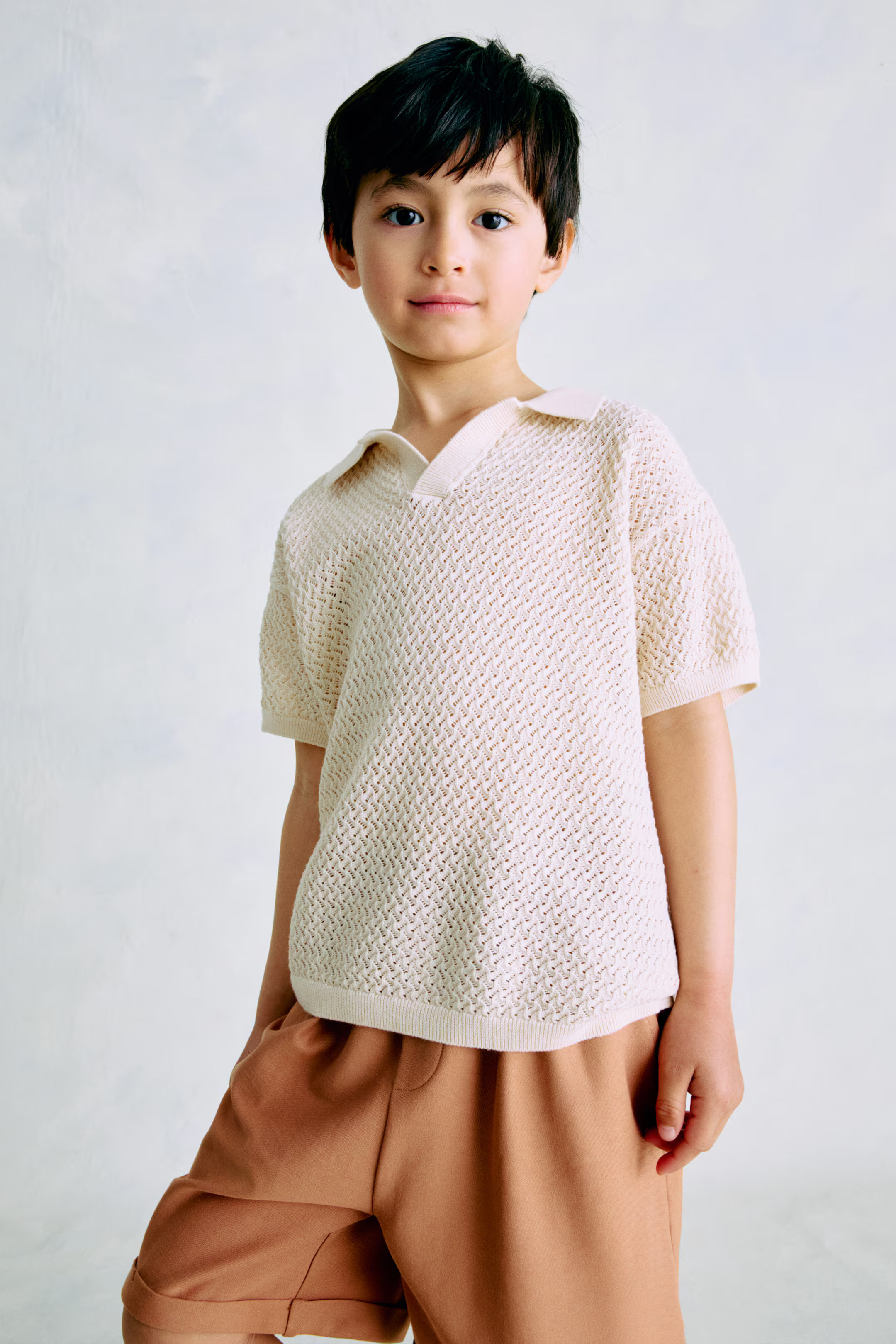 Textured-knit polo shirt | H&M (UK, MY, IN, SG, PH, TW, HK)