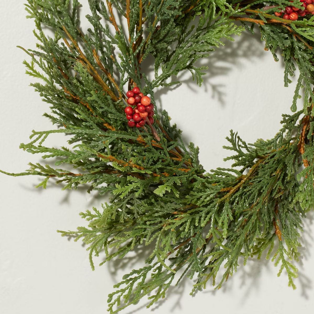 12.5" Faux Cedar & Winterberry Christmas Wreath - Hearth & Hand™ with Magnolia | Target