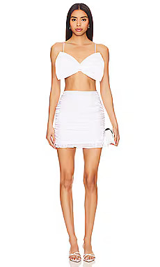 MORE TO COME Christina Bow Skirt Set in White Shimmer from Revolve.com | Revolve Clothing (Global)
