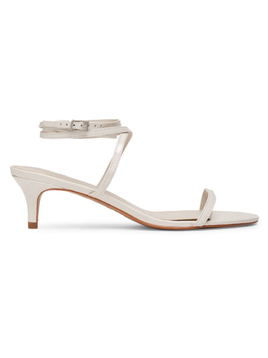 Sherry 50MM Crocodile-Embossed Leather Sandals | Saks Fifth Avenue