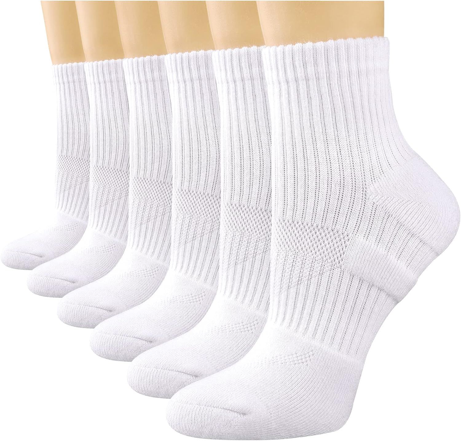 COOPLUS Womens Ankle Socks Athletic Running Cotton Quarter Socks for Women 6 Pairs | Amazon (US)