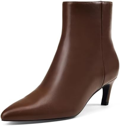 GENSHUO Women's Pointed Toe Ankle Boots 2.36 Inch Low Kitten Heel Booties with Side Zipper, Fall ... | Amazon (US)