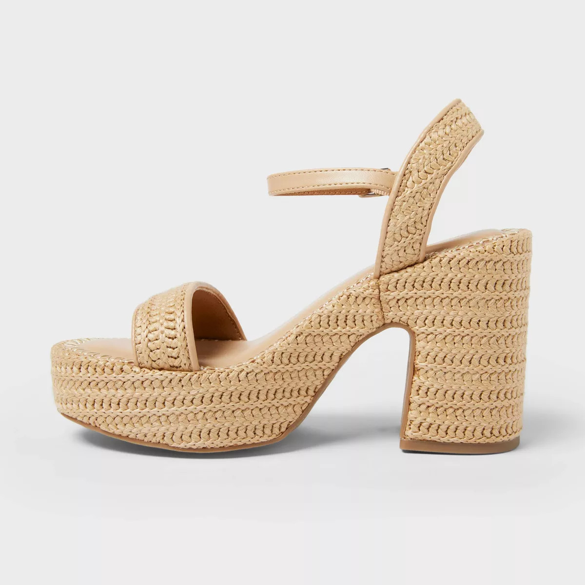 Women's Madeline Raffia Platform Sandal Heels with Memory Foam Insole - Universal Thread™ | Target
