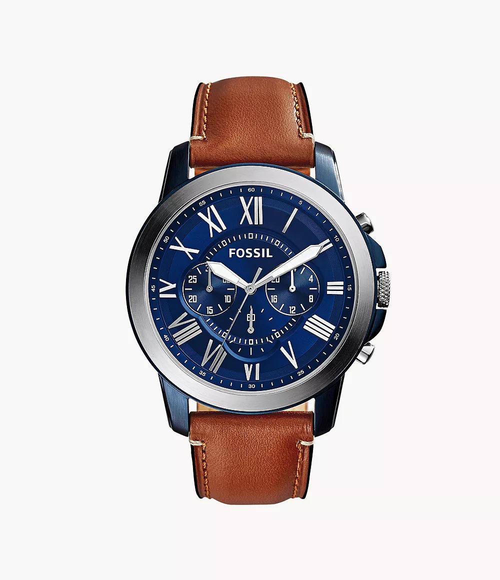 Grant Chronograph Light Brown Leather Watch | Fossil (US)