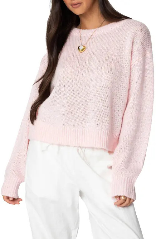 EDIKTED Oversize Crewneck Sweater in Light-Pink at Nordstrom, Size Large | Nordstrom