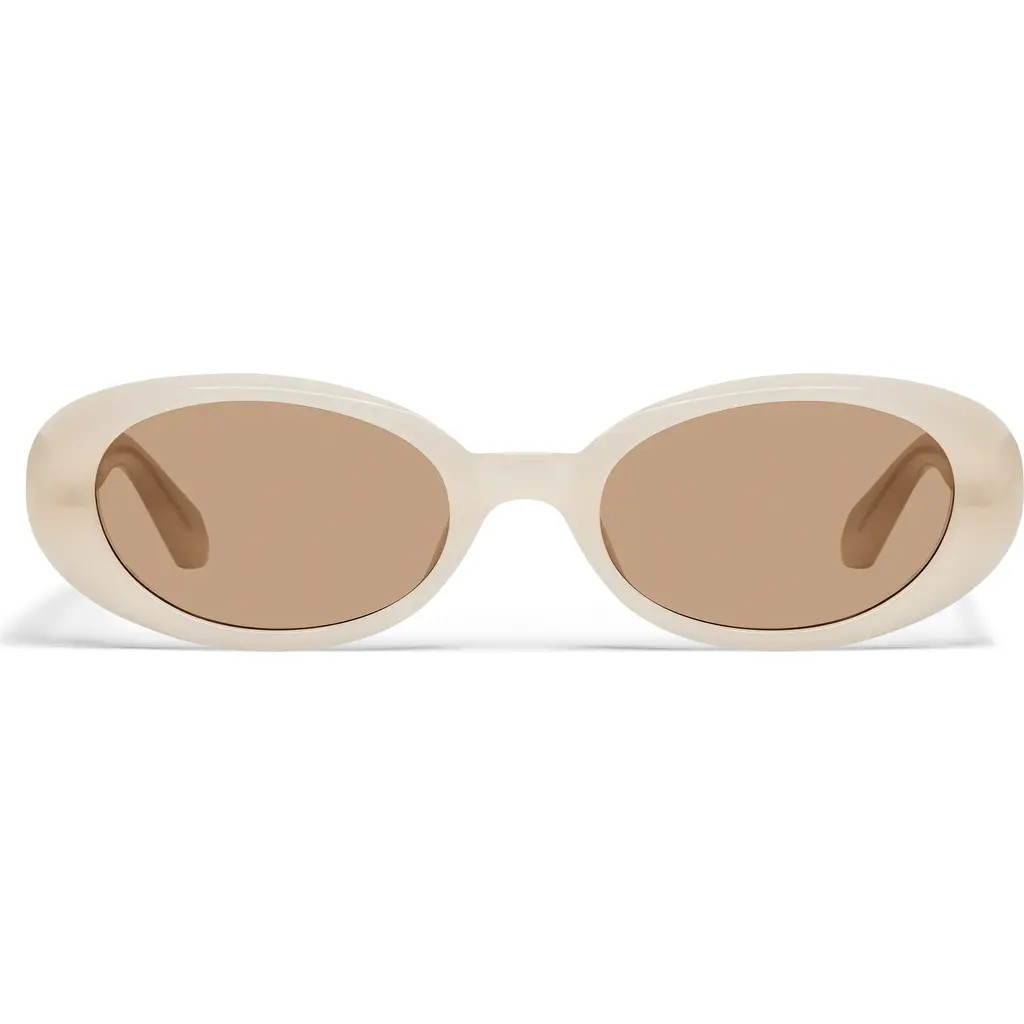 QUAY Felt Cute 52mm Gradient Small Oval Sunglasses in Bone/tan at Nordstrom | Nordstrom