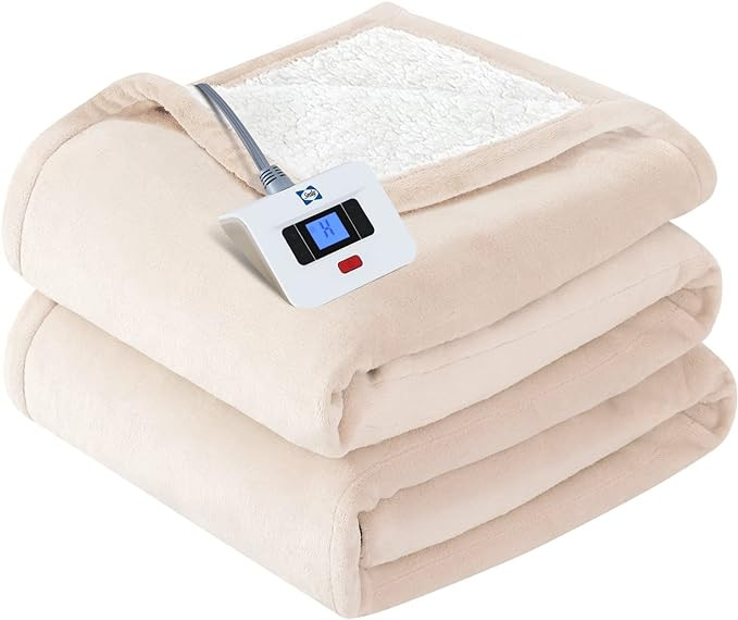 SEALY Electric Blanket Twin Size, Flannel & Sherpa Heated Blanket with 10 Heating Levels & 1-12 H... | Amazon (US)