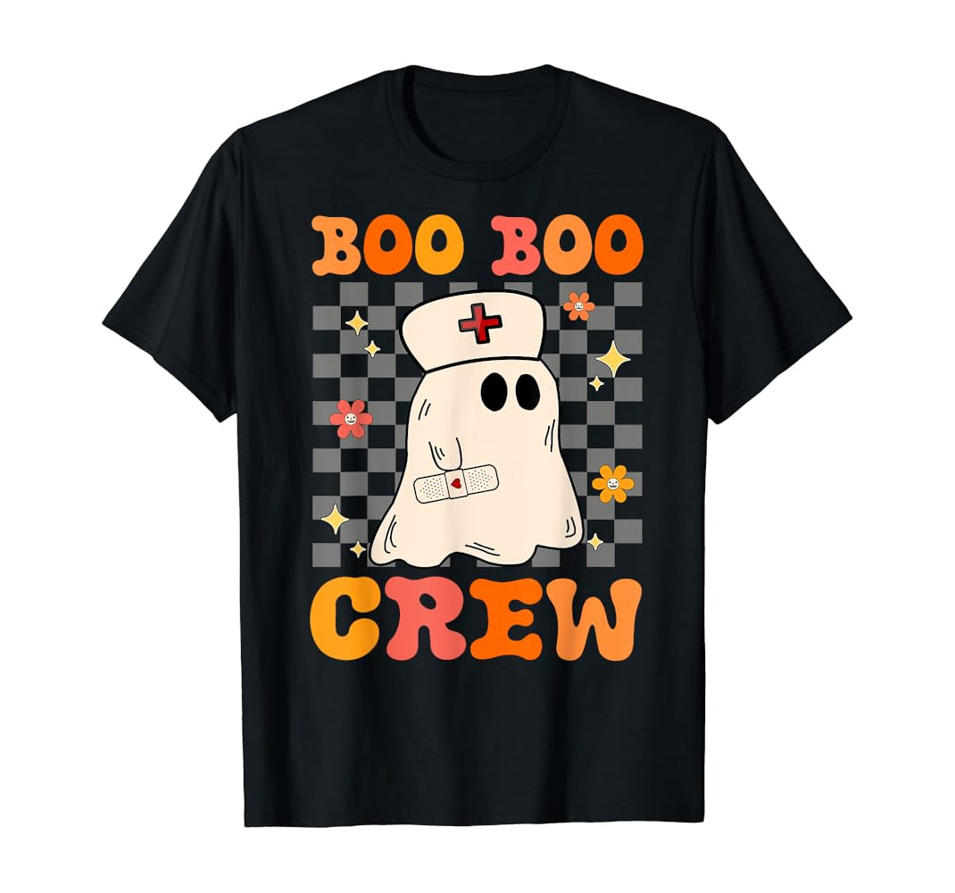Groovy Boo Boo Crew Nurse Funny Ghost Women Halloween Nurse T-Shirt | Amazon (US)