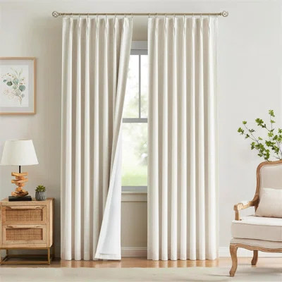 Natural Pinch Pleated Blackout Curtains 108 Inch, Linen Blend Thermal Insulated, 2 Panels | Wayfair North America