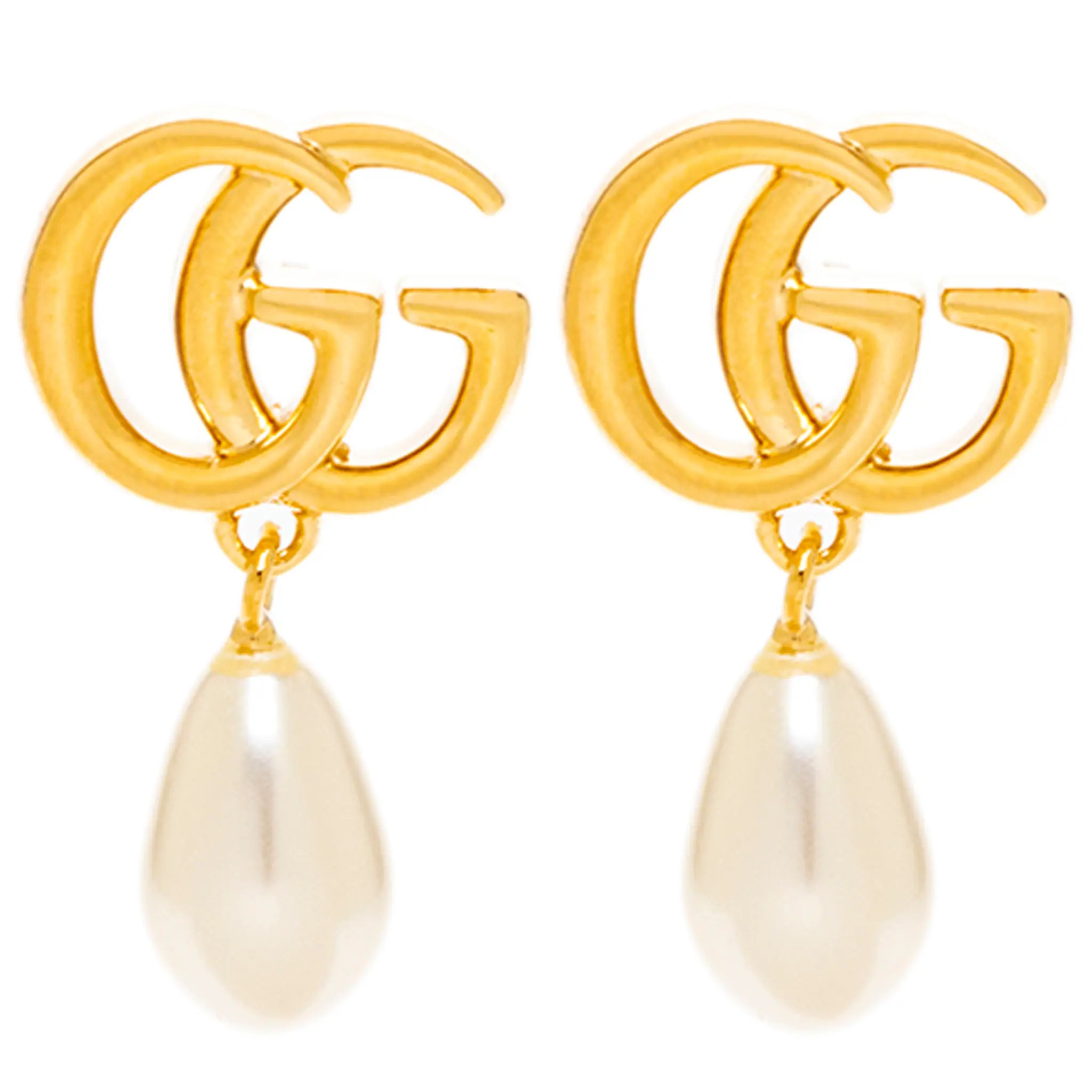 GG Marmont Pearl Drop Earrings - Gold and White - Overstock - 43916104 | Overstock