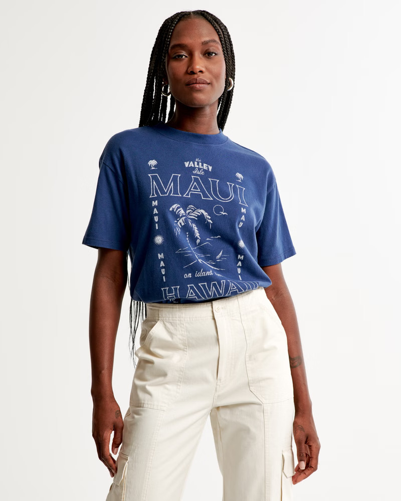 Oversized Boyfriend Maui Graphic Tee | Abercrombie & Fitch (US)
