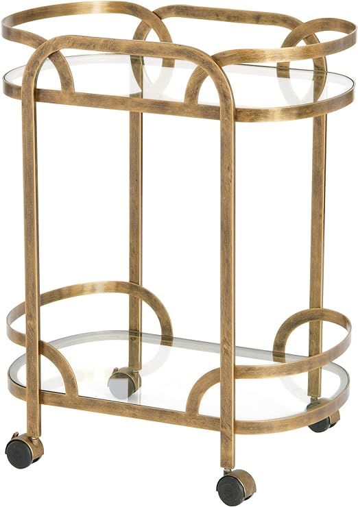 Creative Co-Op Olympus Oval Bar Cart, Aged Brass | Amazon (US)
