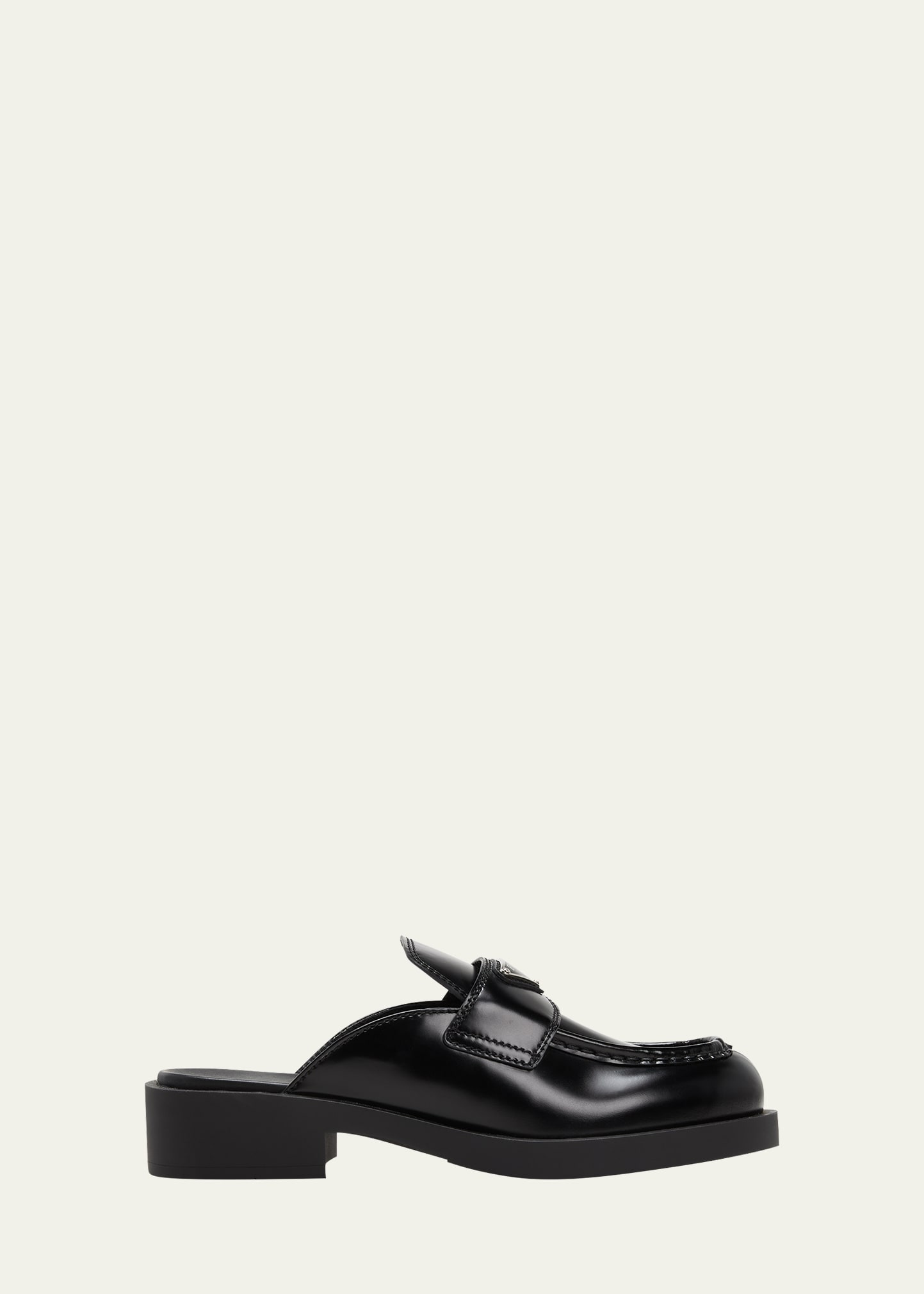 Prada Leather Logo Loafer Mules | Bergdorf Goodman