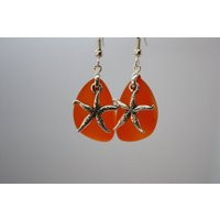 Orange Sea Glass Earrings, Star Fish Starfish Seaglass Earrings Jewelry Jewelry, Beach | Etsy (US)