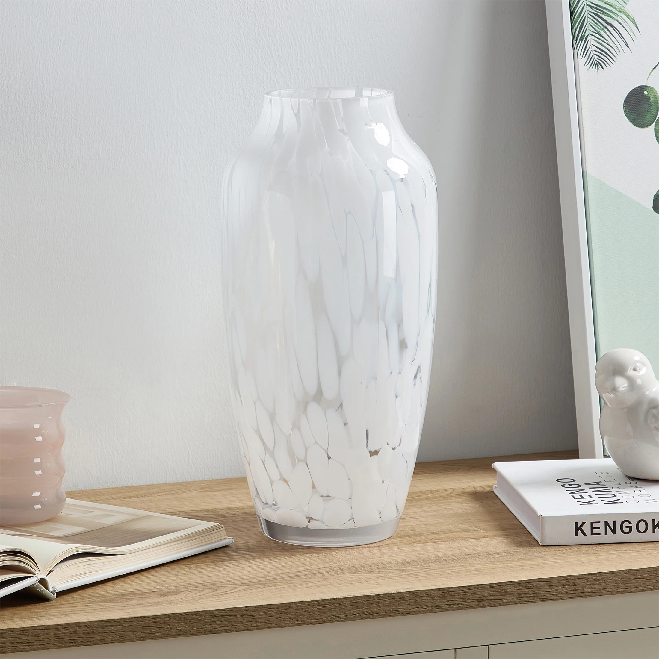 Home Decor Collection 13'' Tall White Painted Glass Bouquet Vase | Walmart (US)