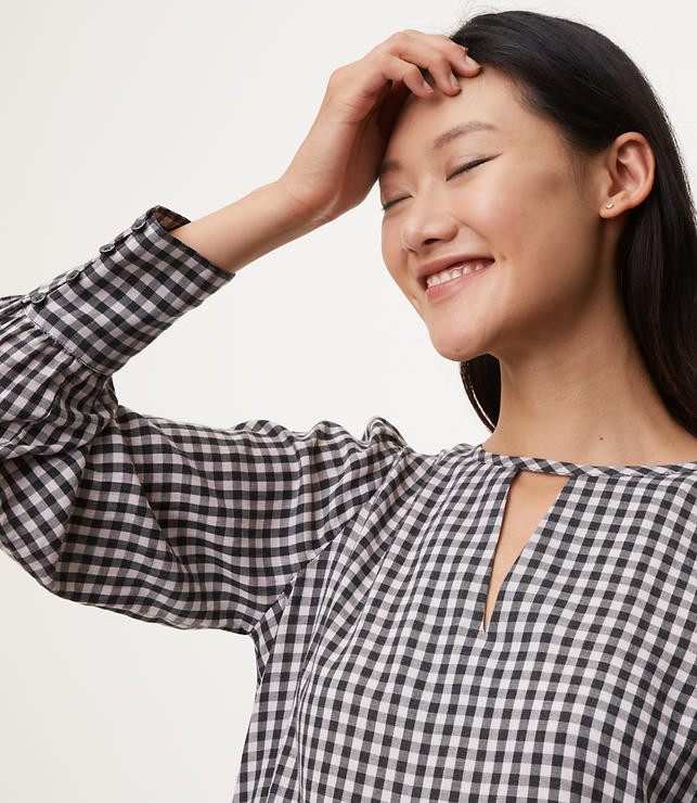 Gingham Choker Blouse | LOFT