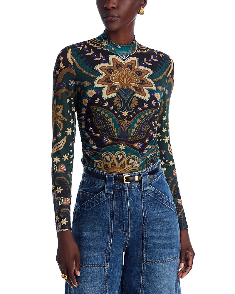 Farm Rio Jaipur Black Tulle Blouse | Bloomingdale's (US)