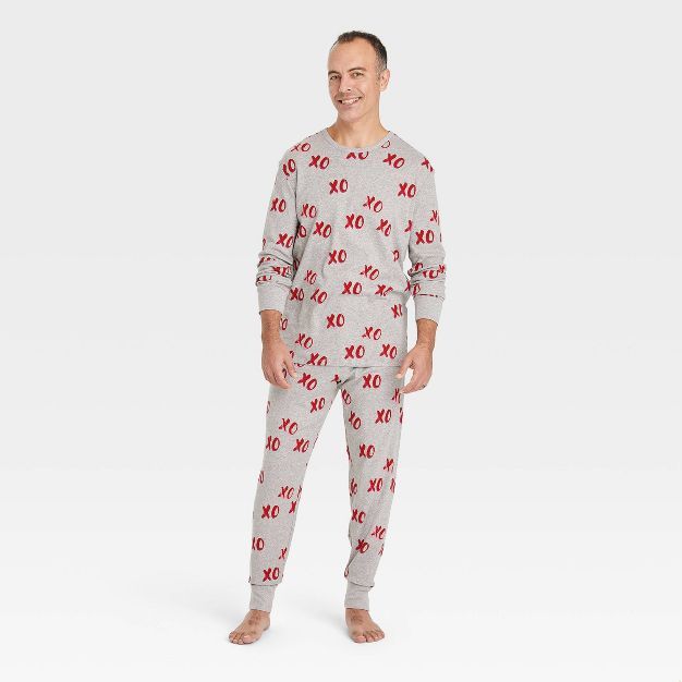 Men's Valentine's Day XOXO Print Matching Family Pajama Set - Gray | Target