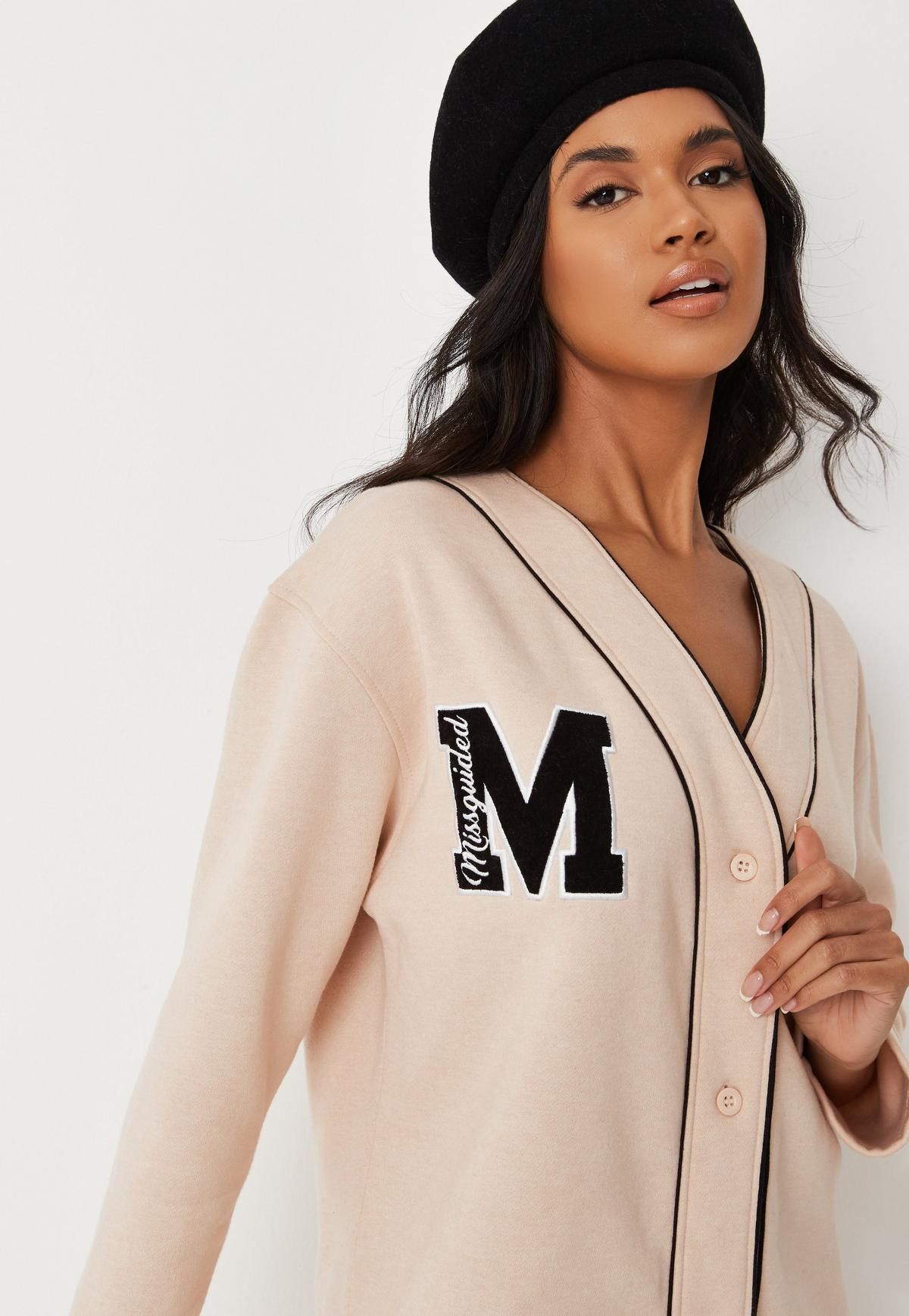 Missguided - Stone Missguided Button Up Sweatshirt Mini Dress | Missguided (US & CA)