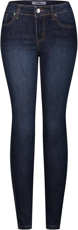 2LUV Women's Stretchy 5 Pocket Dark Denim Skinny JeansÂ | Amazon (US)