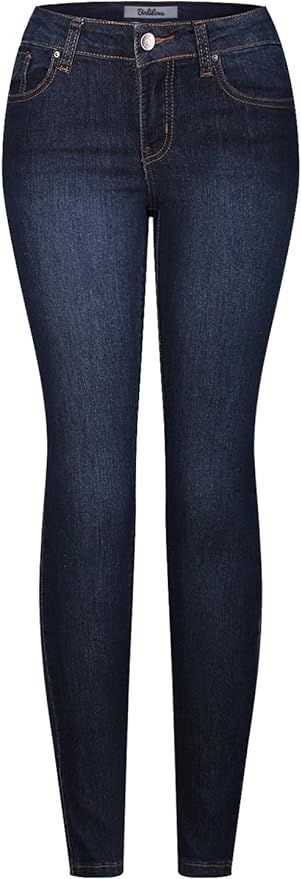 2LUV Women's Stretchy 5 Pocket Dark Denim Skinny JeansÂ | Amazon (US)