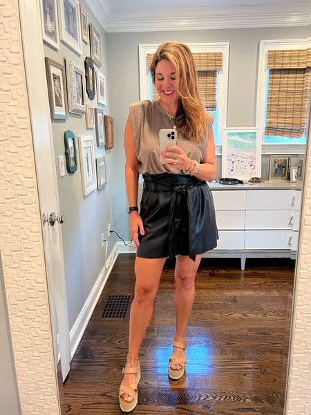 Back to school for the kids, and back to the office (sometimes) for Mama! 

Faux leather shorts + this cute crop top I picked up on vaca = new fave outfit for sure. 

Check out some similar options ✨ 

#LTKstyletip #LTKsalealert #LTKunder100