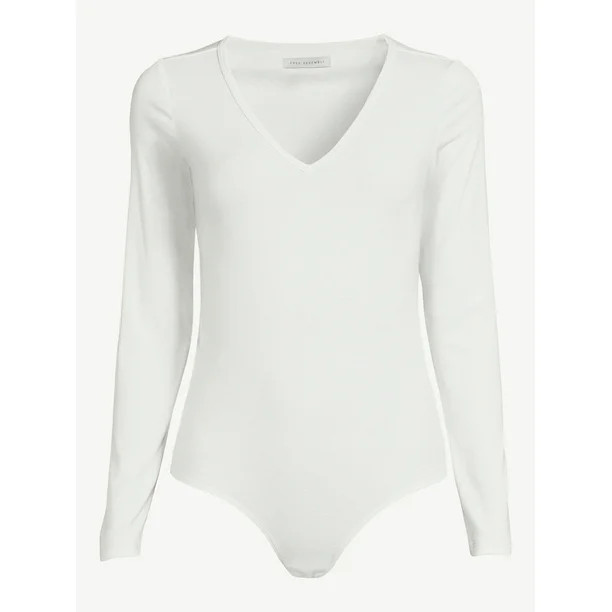 Free Assembly Women's V-Neck Bodysuit with Long Sleeves - Walmart.com | Walmart (US)