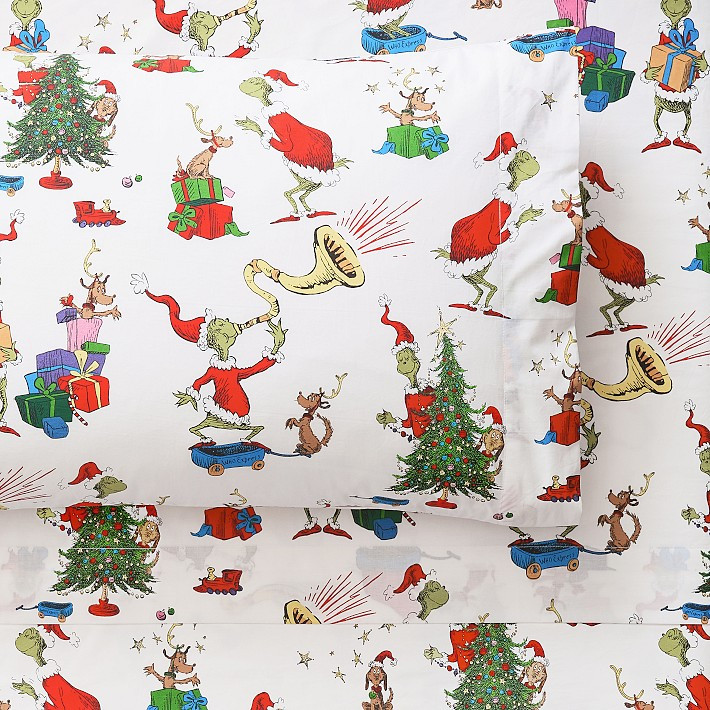 Dr. Seuss’s The Grinch™ & Max™ Sheet Set & Pillowcases | Pottery Barn Kids